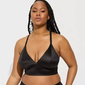 Torrid Size 5 Long Line Black Satin Bralette